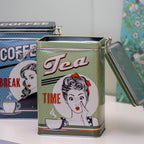 Set Of 2 Retro Pin Up Tea Coffee Storage Tins