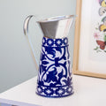 Mediterranean Blue & White Metal Jug Vase