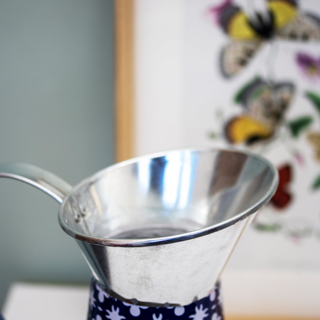 Mediterranean Blue & White Metal Jug Vase