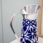 Mediterranean Blue & White Metal Jug Vase