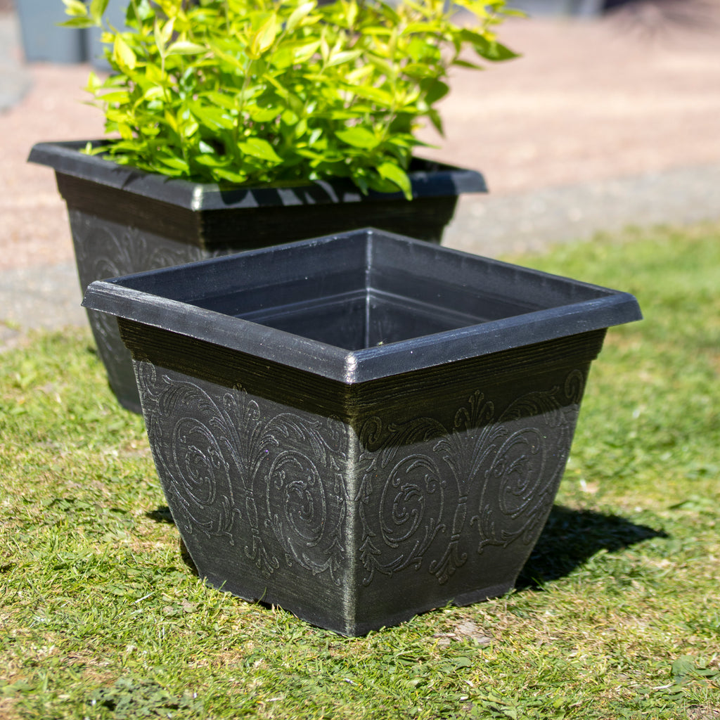 Brushed Champagne Arabesque Square Planter