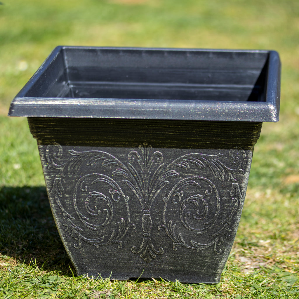 Brushed Champagne Arabesque Square Planter