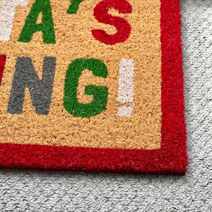 Santa's Coming Door Mat