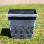 Brushed White Wheat Square Planter