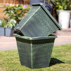Verdigris Leaf Vine Square Planter