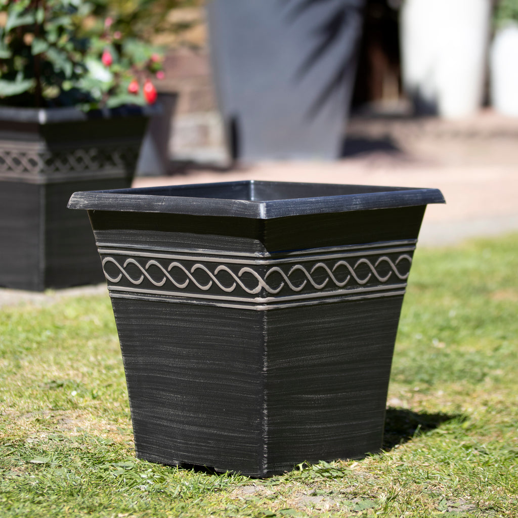 Black Infinity Square Garden Planter