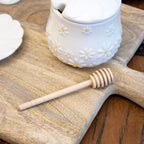 White Daisy Honey Pot With Drizzler