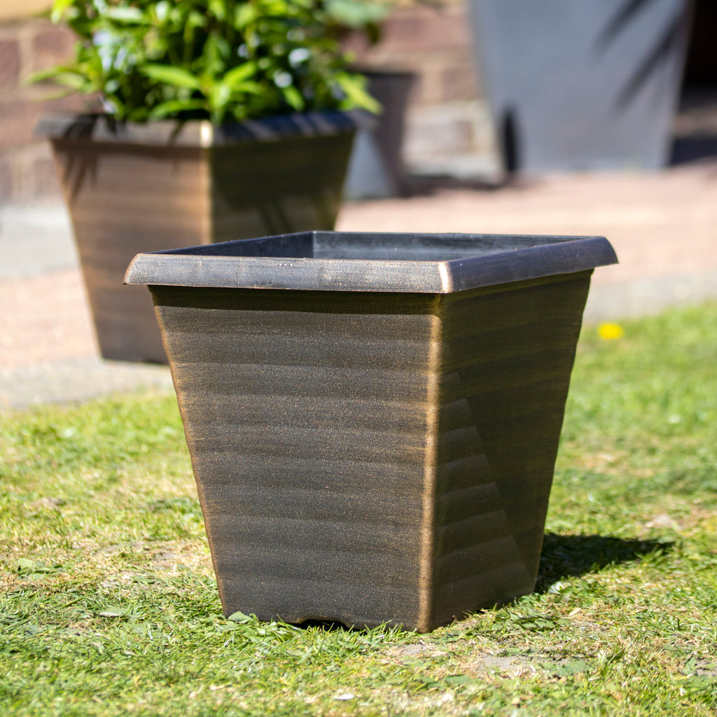 Black Bronze Biscotti Square Planter