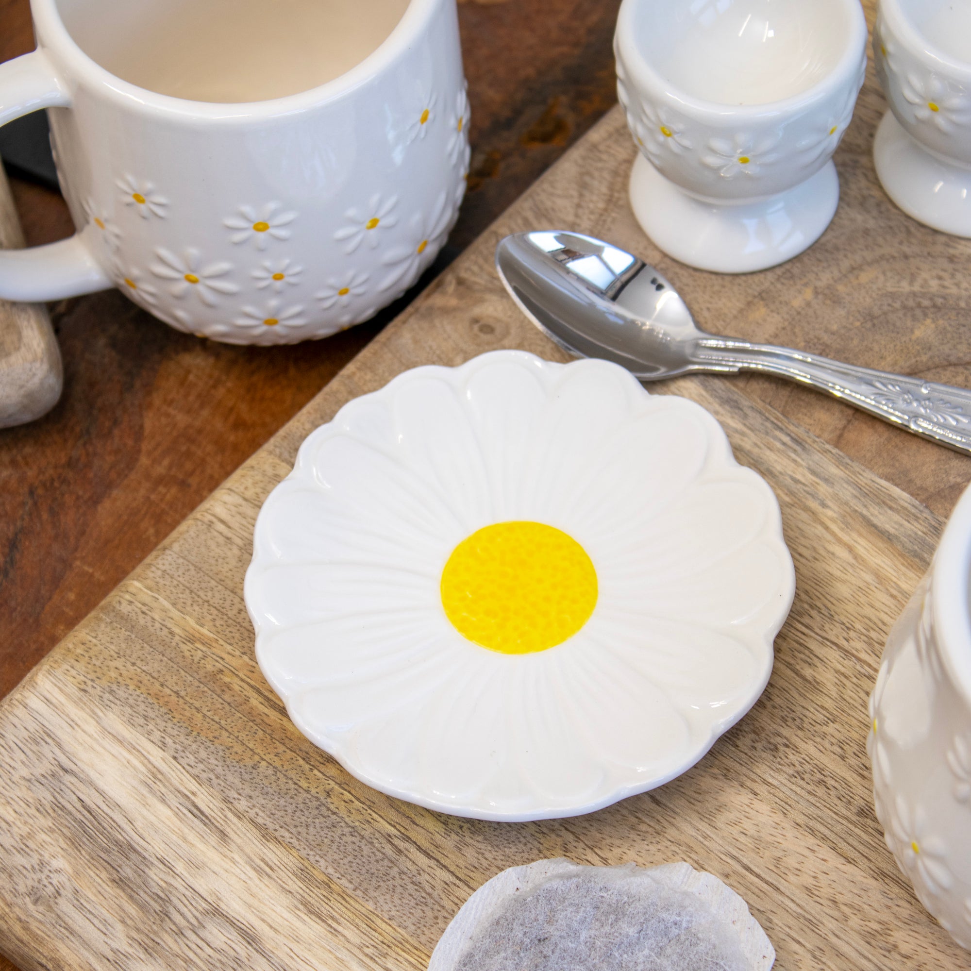 White Daisy Teabag Tidy