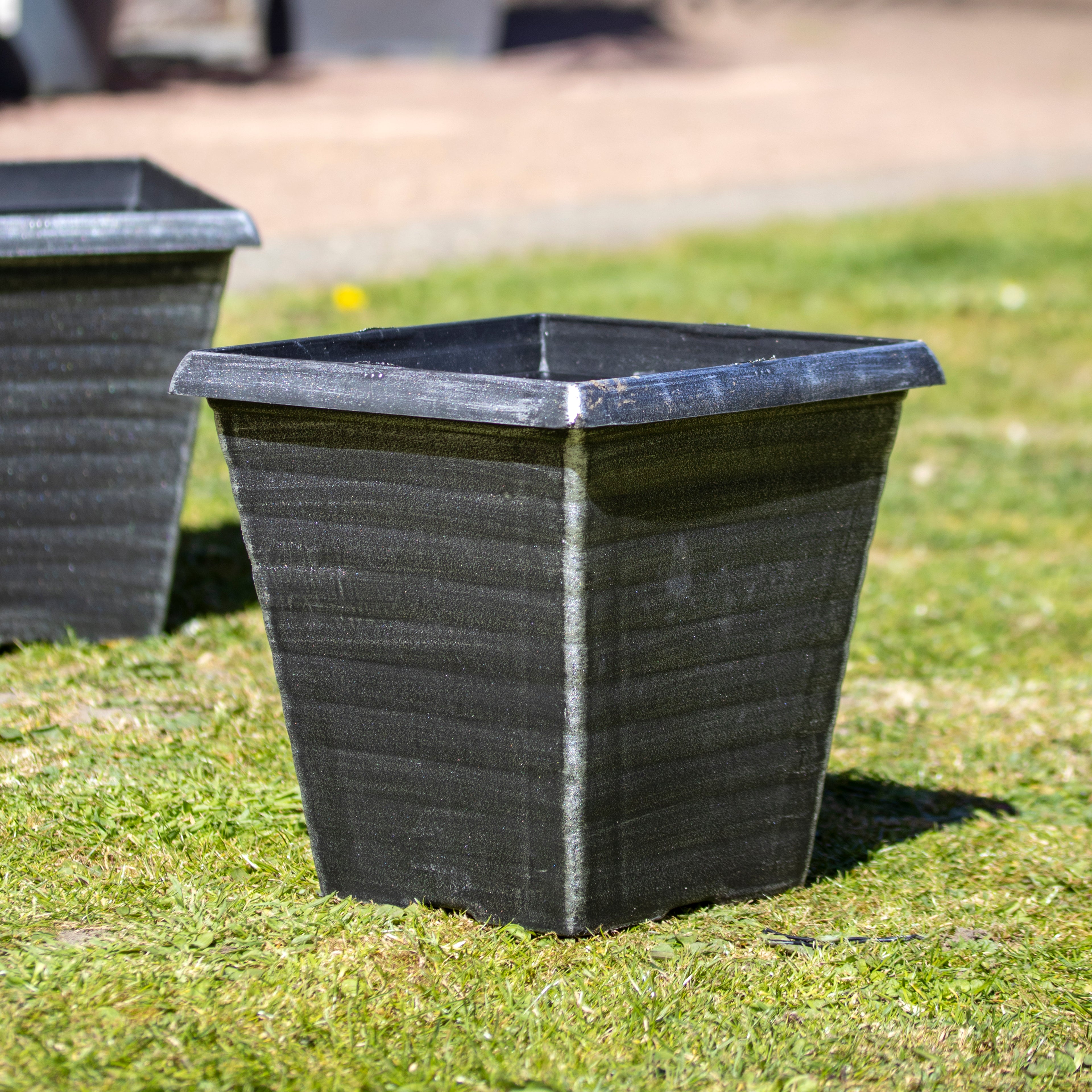 Brushed Silver Biscotti Square Planter