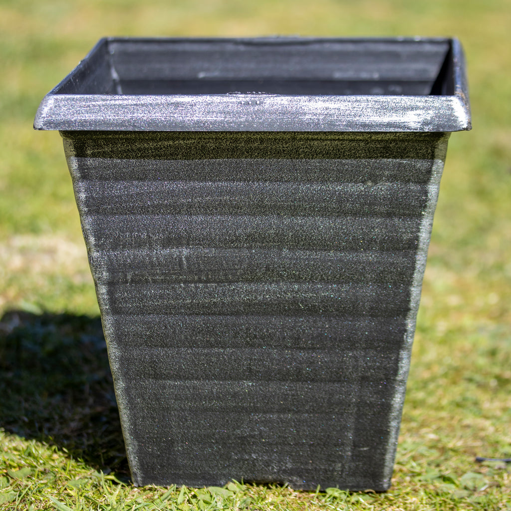 Brushed Silver Biscotti Square Planter