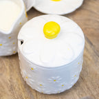 White Daisy Sugar Bowl & Milk Jug Set
