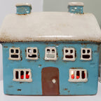 Large Blue House Tealight Holder