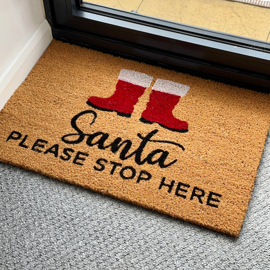 Santas Boots Please Stop Here Door Mat