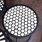 Set Of 3 Round Monochrome Aztec Tables