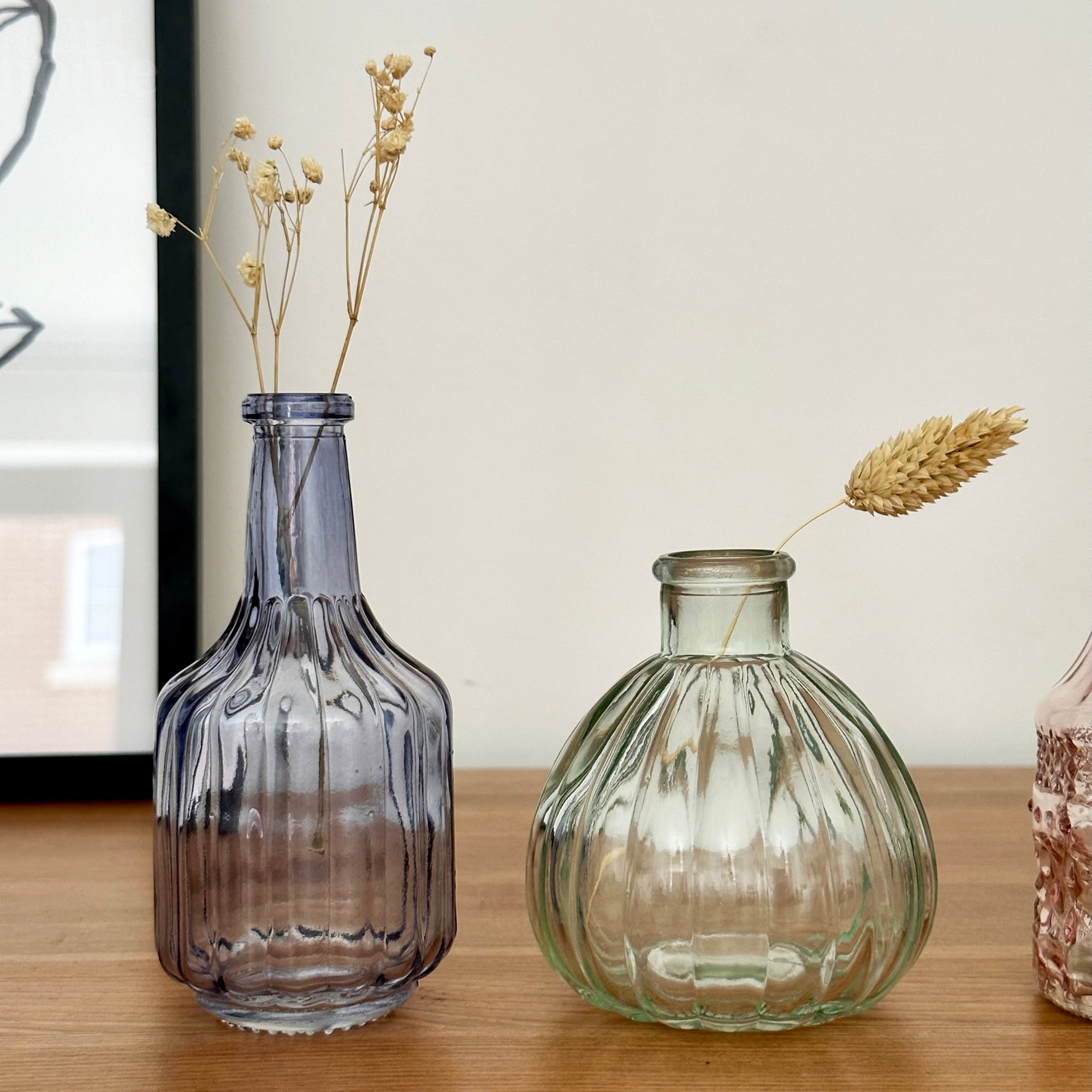 Set Of 4 Paisley Glass Bud Vases