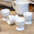 Set Of 4 White Daisy Egg Cups