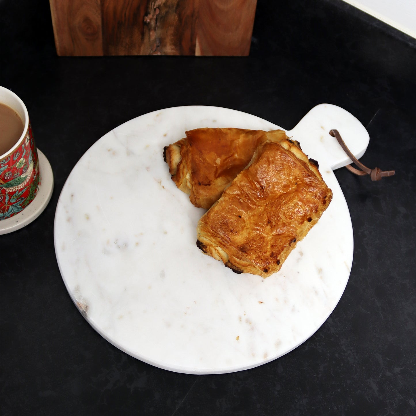 Round Marble Serving Board With Handle