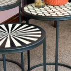 Set Of 3 Round Monochrome Aztec Tables