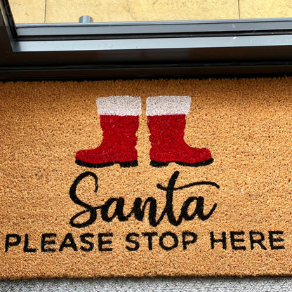 Santas Boots Please Stop Here Door Mat