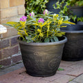 Brushed Champagne Arabesque Round Planter