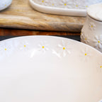 Set Of 4 White Daisy Pasta Bowls