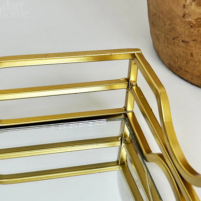 Gold Rectangle Mirror Tray