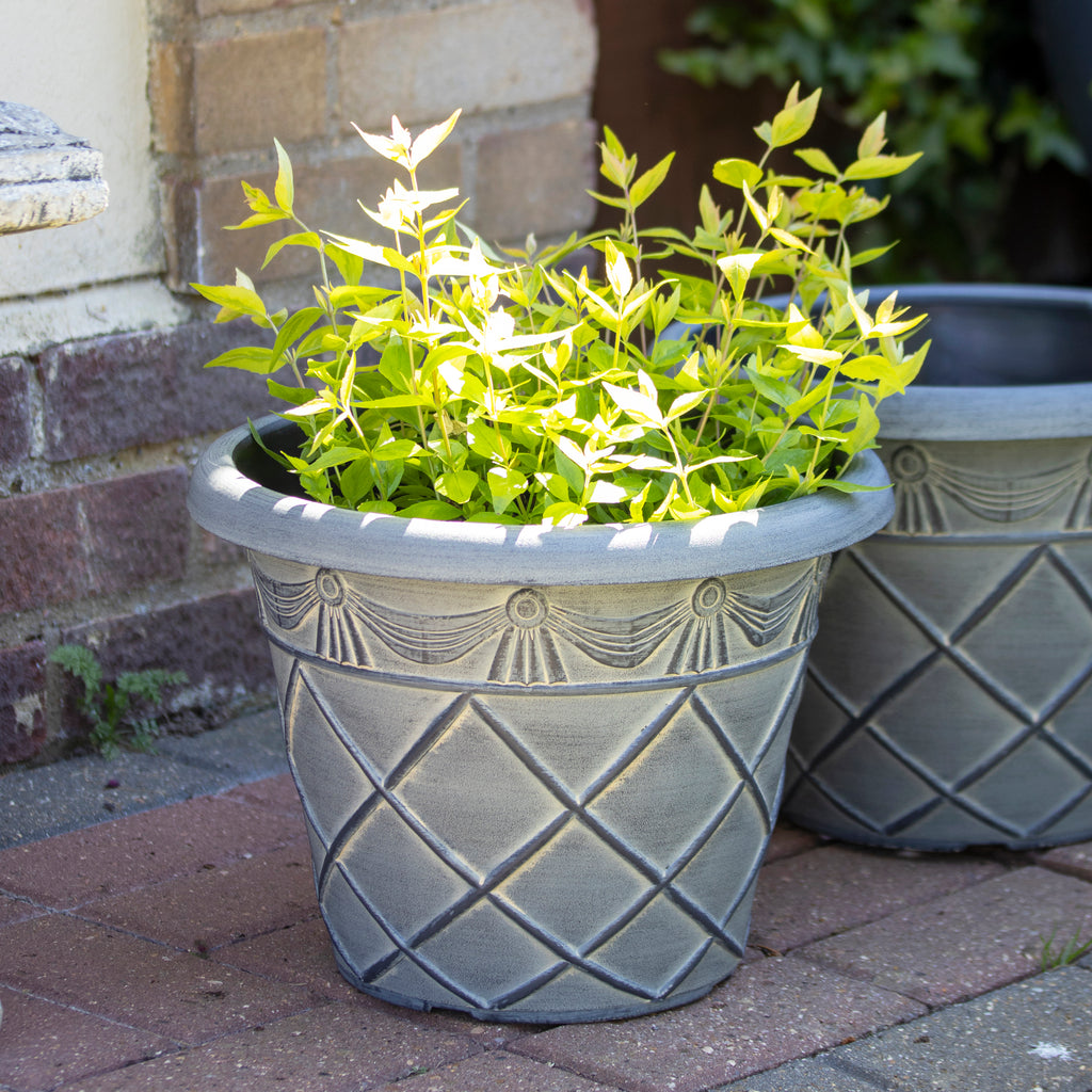 Round Grey Roman Planter 13"
