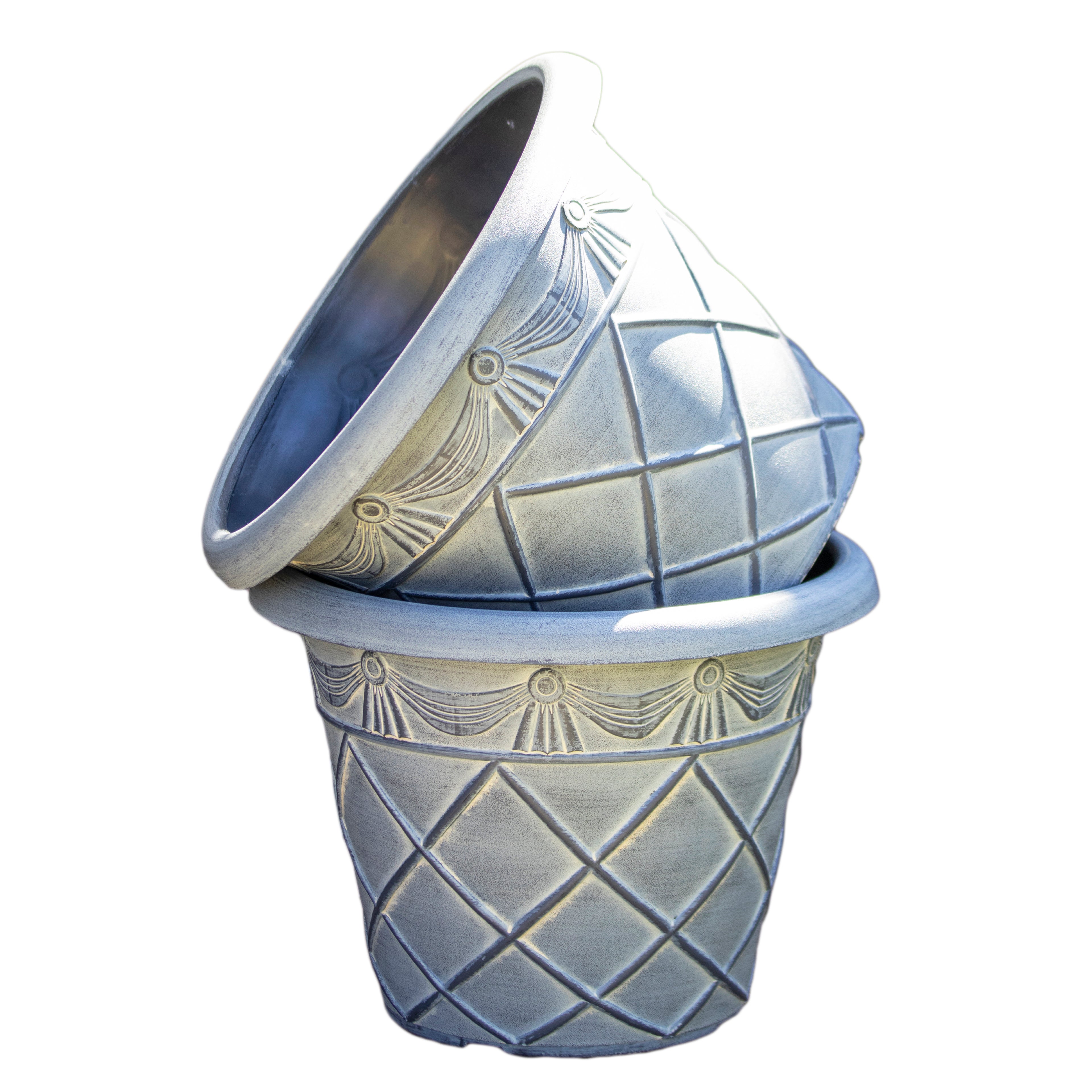Round Grey Roman Planter 13"