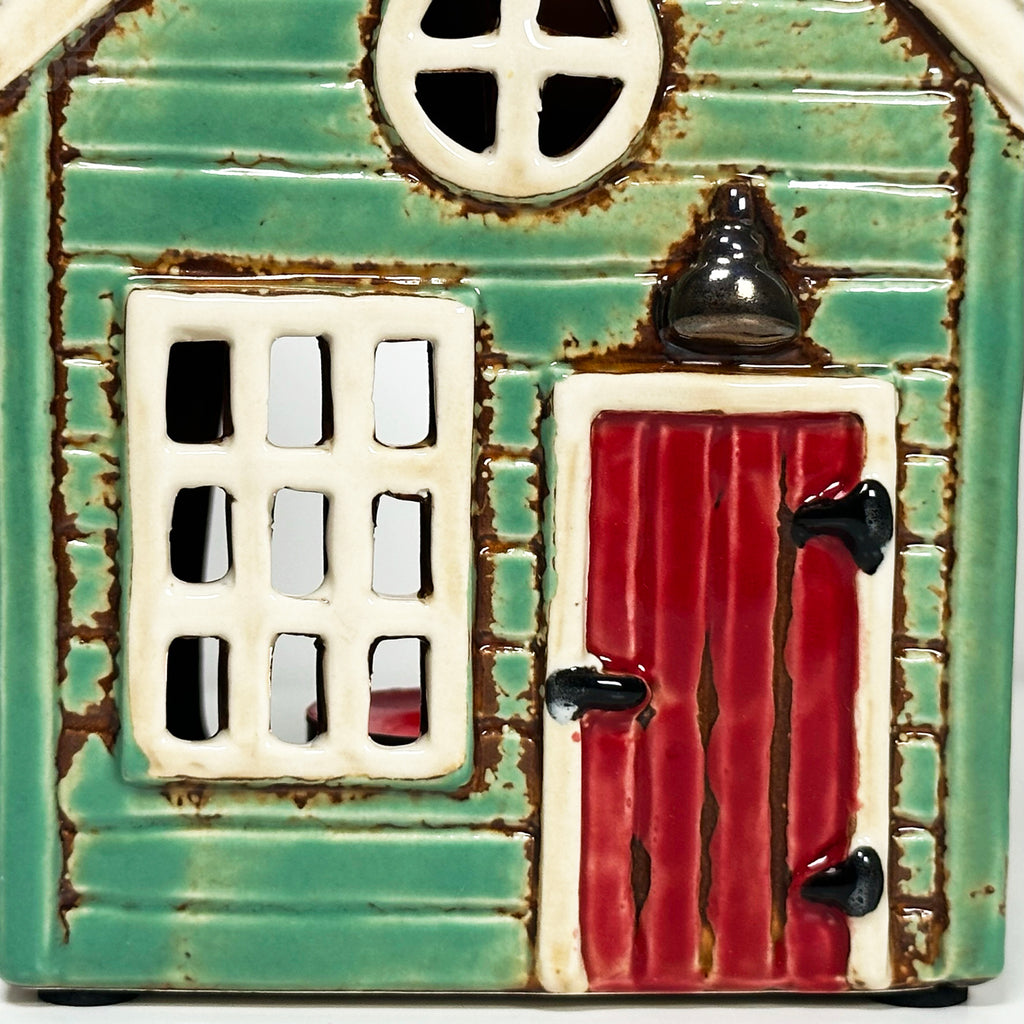 Green Holiday House Candle Holder