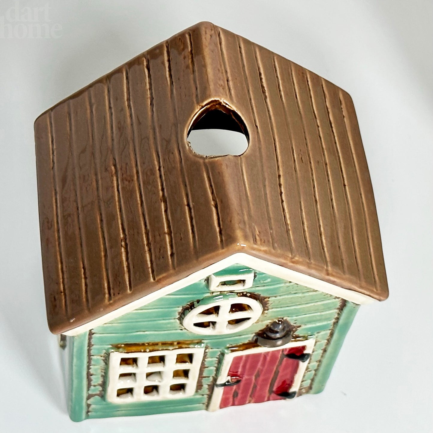 Green Holiday House Candle Holder