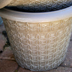 Taupe Brown Modern Flora Round Planter 13.5"