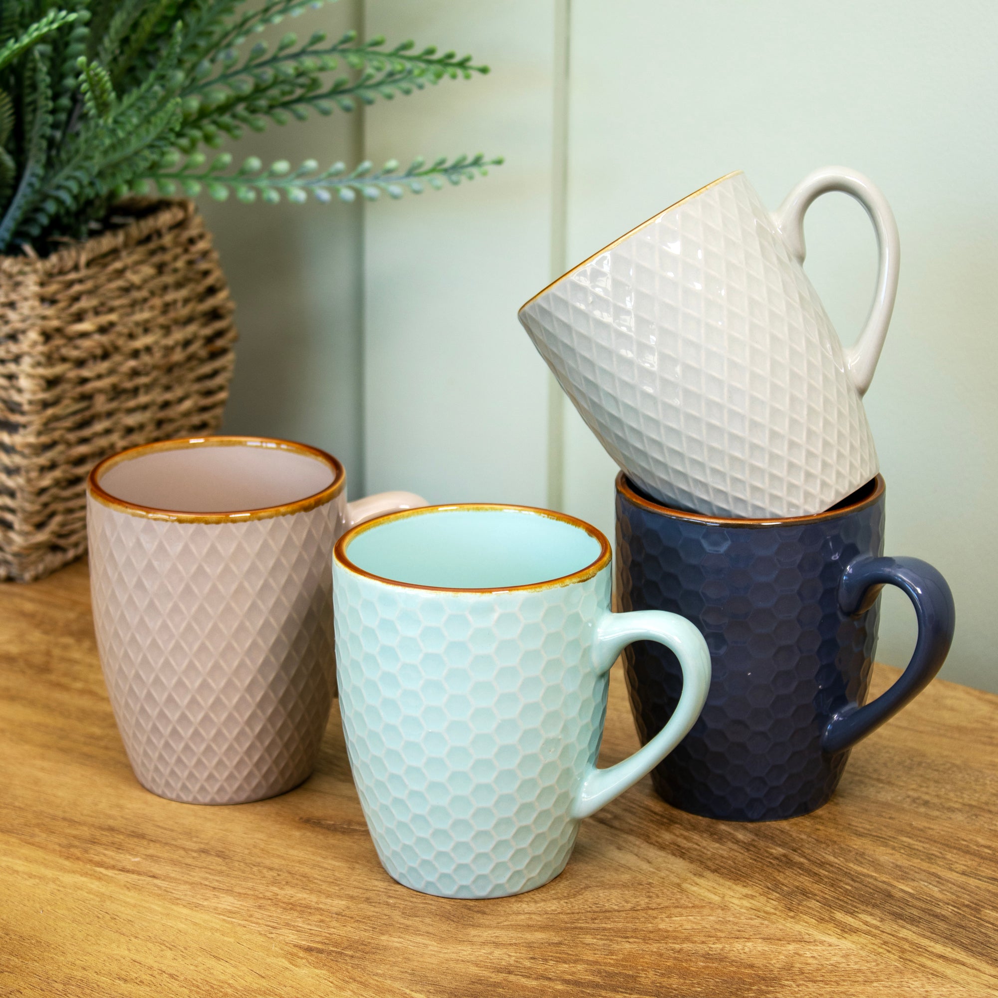 Set Of 4 Geometric Mix Mugs