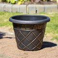 Round Black Bronze Roman Planter 13"