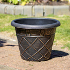 Round Black Bronze Roman Planter 13"