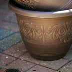 Brushed Butterscotch Laurel Round Planter