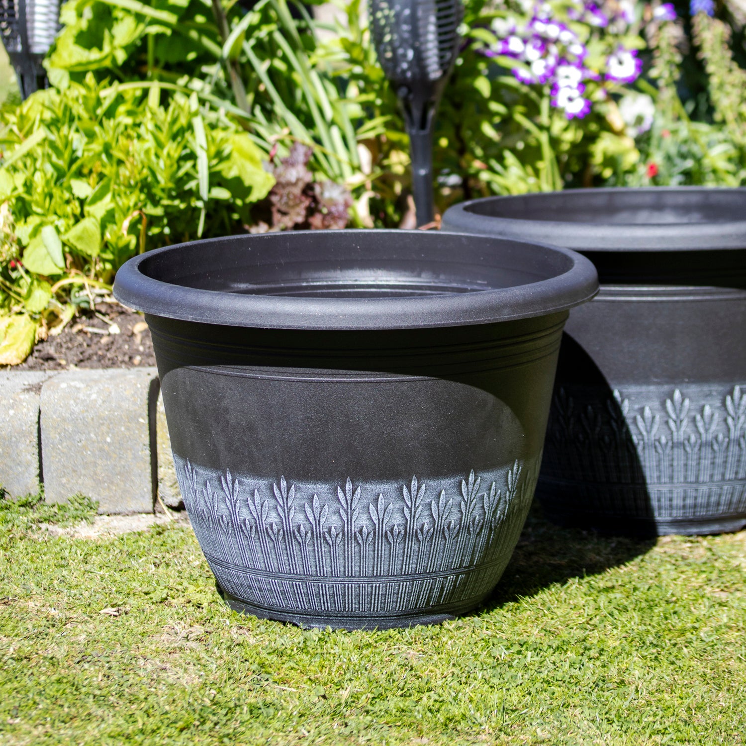 Brushed White Round Planter 16"