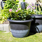 Brushed White Round Planter 16"