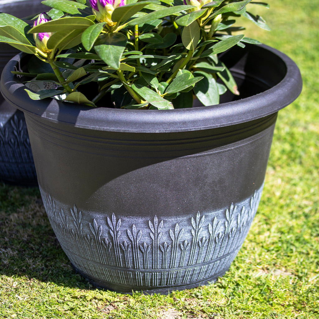 Brushed White Round Planter 16"