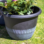 Brushed White Round Planter 16"
