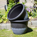 Brushed White Round Planter 16"