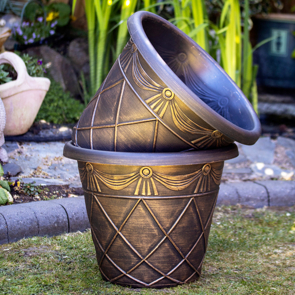 Round Black Bronze Roman Planter 18"
