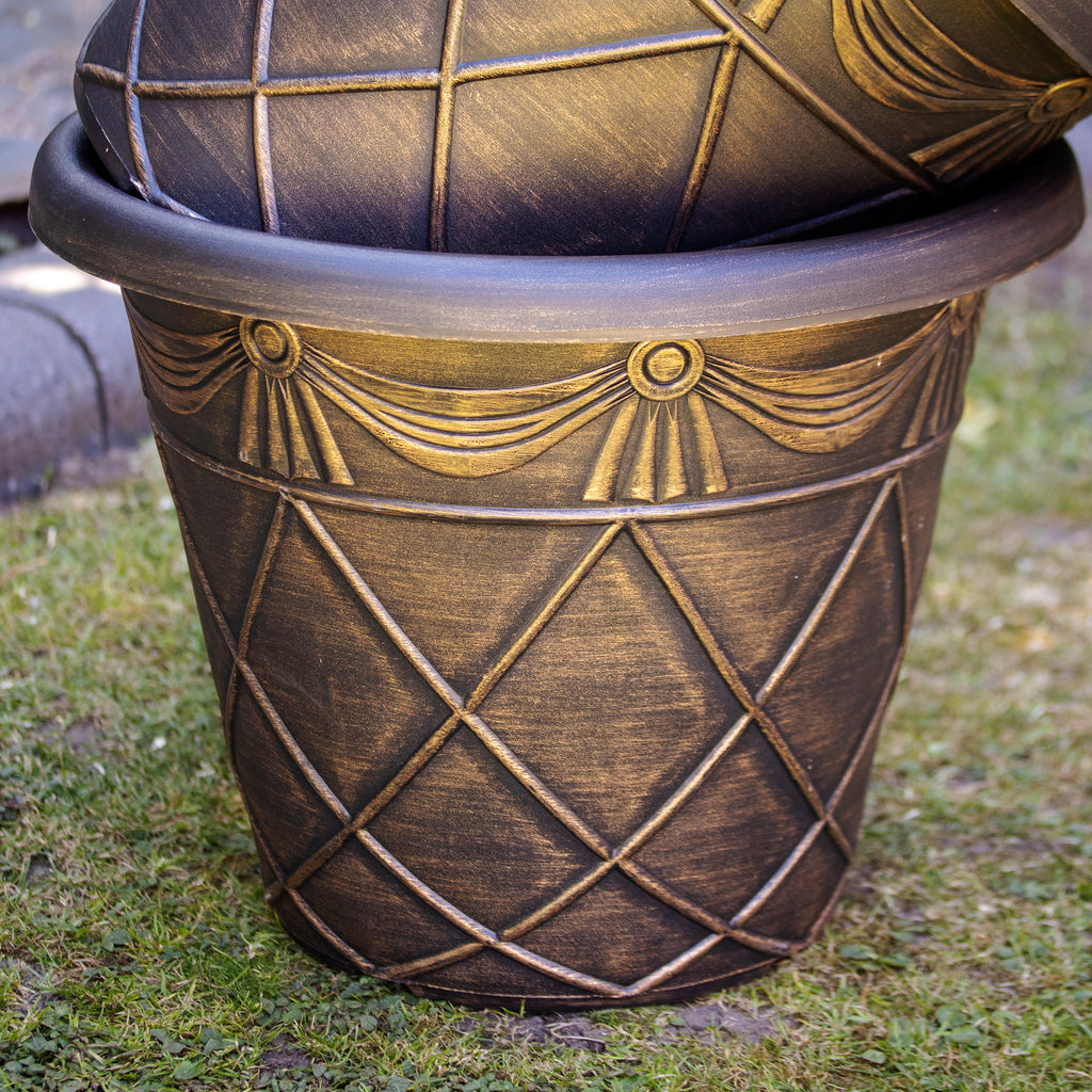 Round Black Bronze Roman Planter 18"