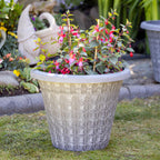 Foggy Grey Modern Flora Round Planter 18"