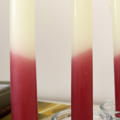 Two Tone Pink Hand Dipped Taper Candles