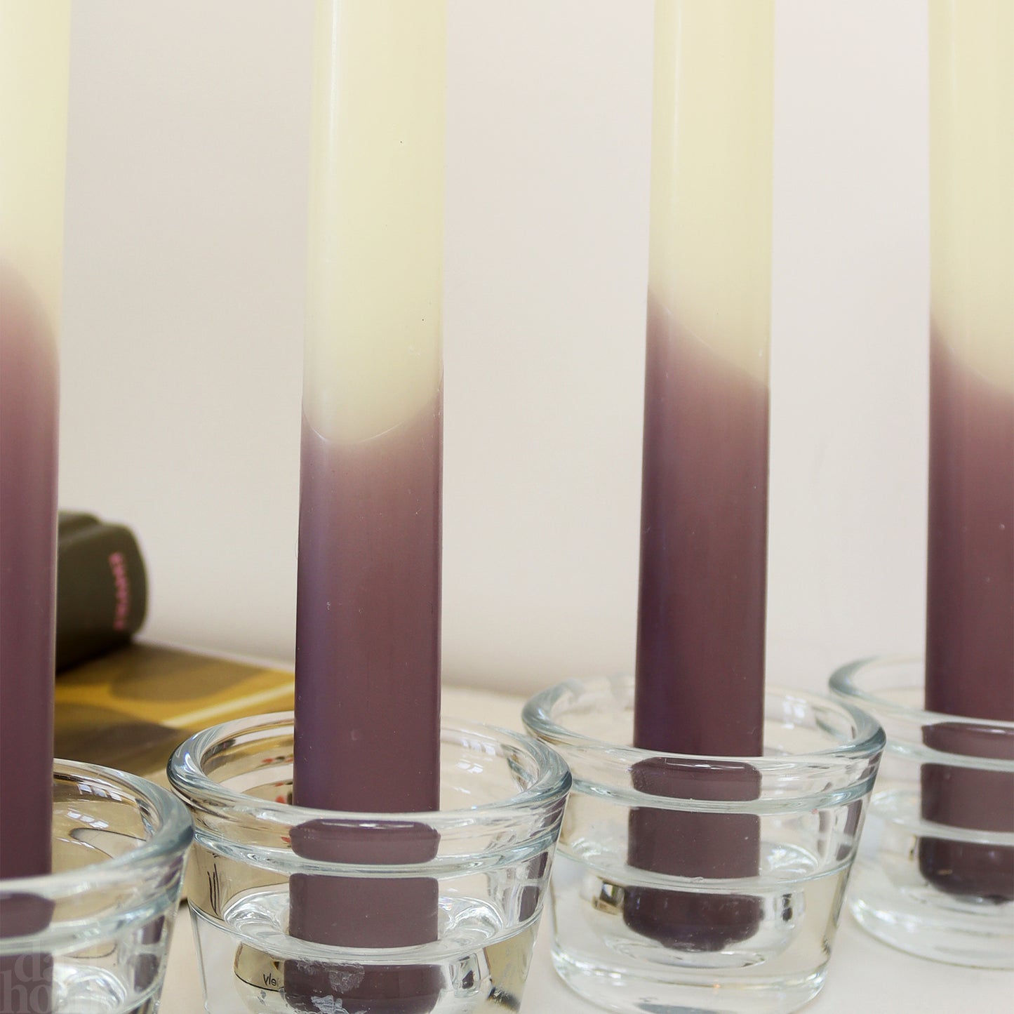 Two Tone Lilac Hand Dipped Taper Candles