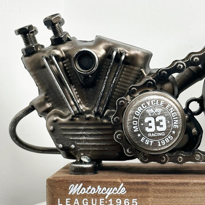 Silver Motorcycle Engine Clock