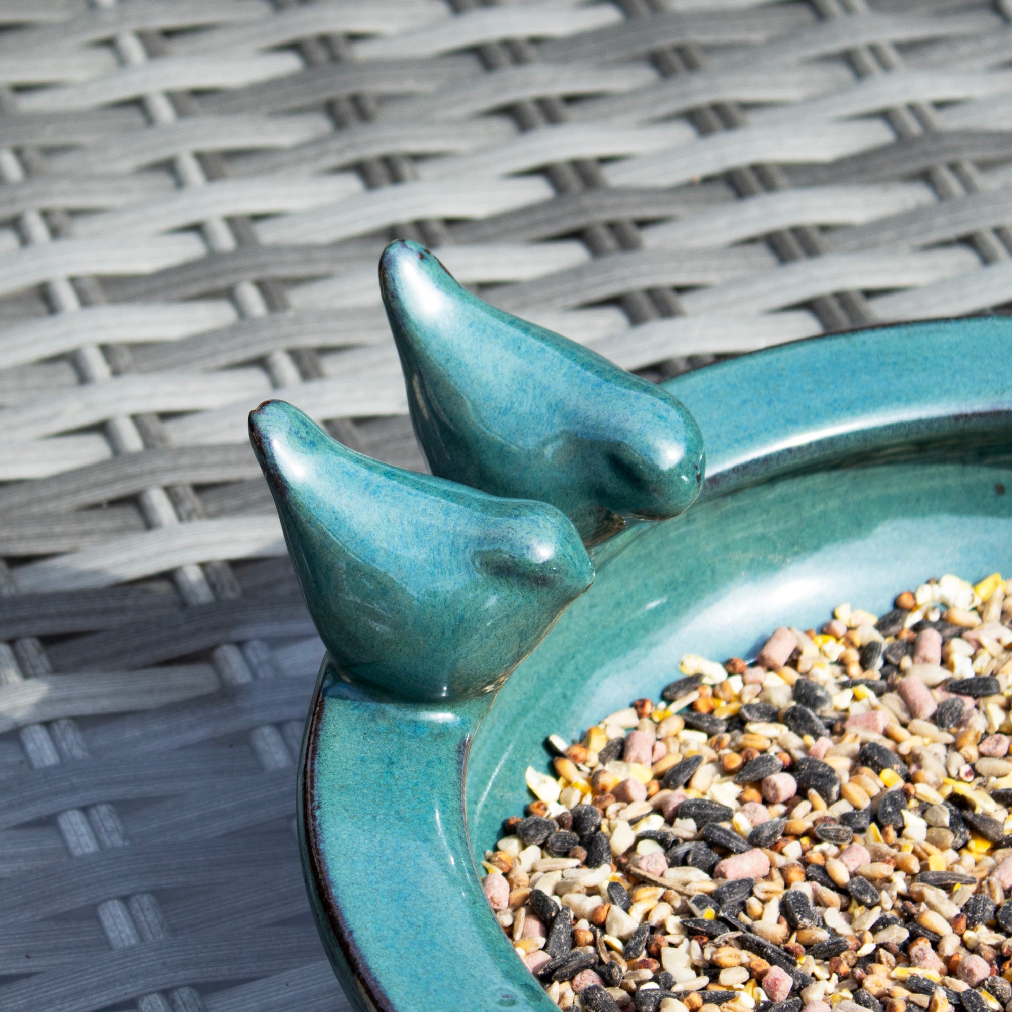 Blue Glaze Ceramic Bird Bath