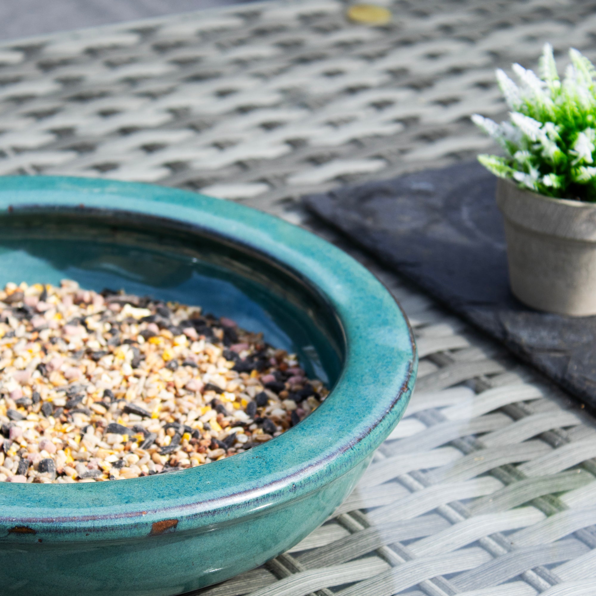 Blue Glaze Ceramic Bird Bath