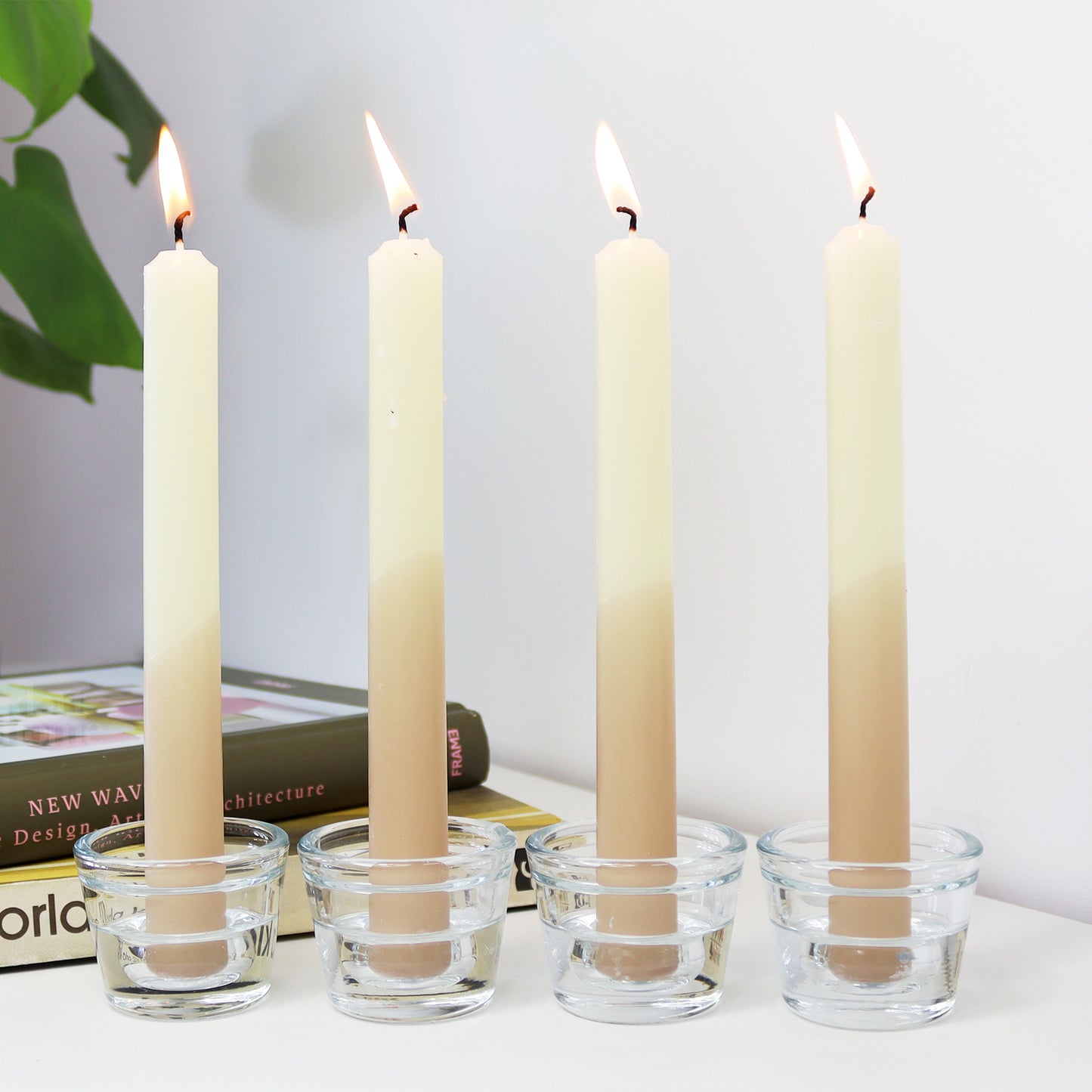 Two Tone Brown Hand Dipped Taper Candles